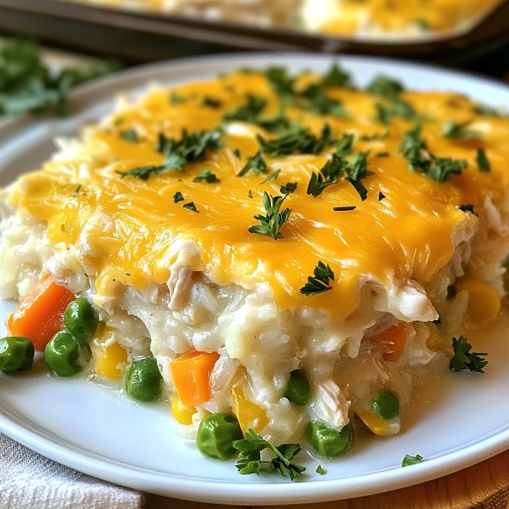 Easy Freezer Meals Cheesy Chicken and Rice Bake Delight