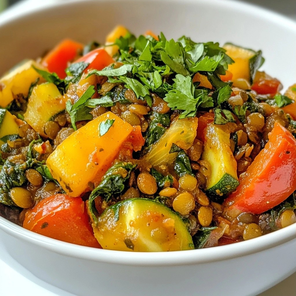 Batch Cooking Spicy Lentil Veggie Skillet Delight